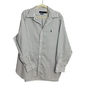 Ralph Lauren Classic Fit Grey Striped Long Sleeve Shirt Size XL